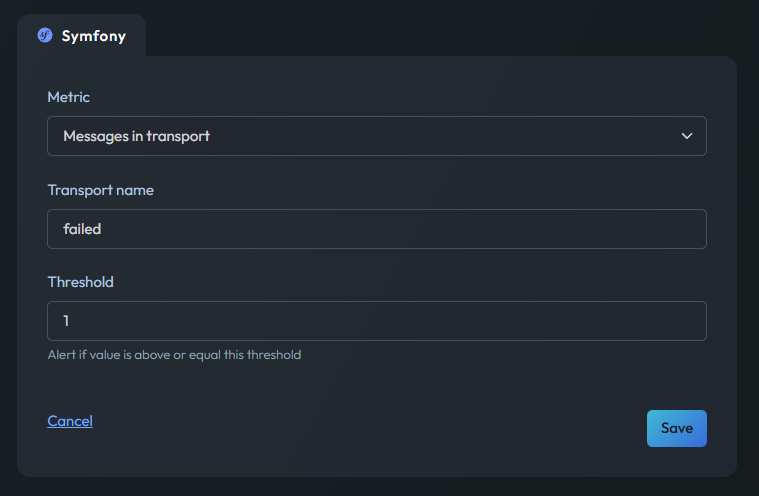 Symfony messenger alert form