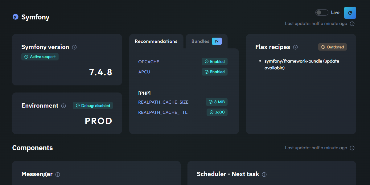 Symfony monitoring dashboard preview